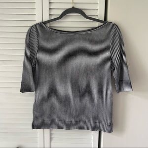Ann Taylor Navy and White Striped Top